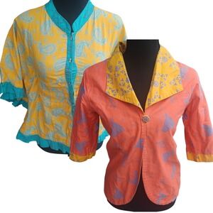 Handmade 1970s House Coat Circle Shawl Reversible Paisley Seashell Outerwear